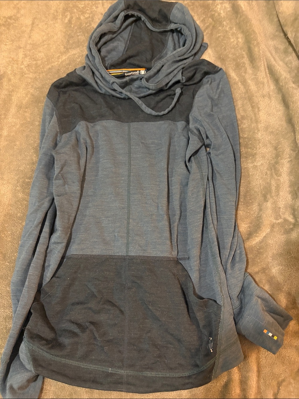 Women’s Hooded Smartwool Sweater - Blue. Size small.